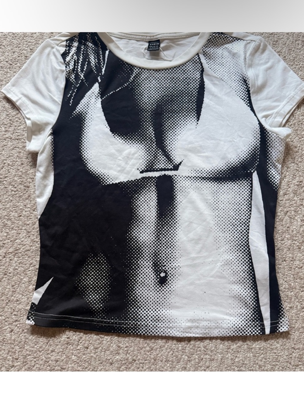 SHEIN Black & White Polkadot Bikini Silhouette T-shirt